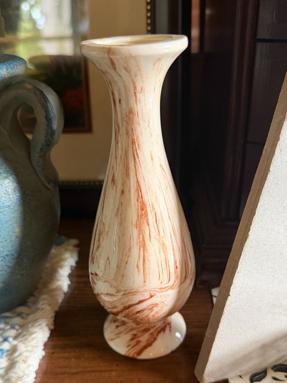 Cream and Rust Marbleized Ceramic Vase - Home Accents